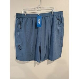 OUTDOOR SPORTS Mens Blue Cargo Shorts Elastic Waist Zip Pockets Size 3XL